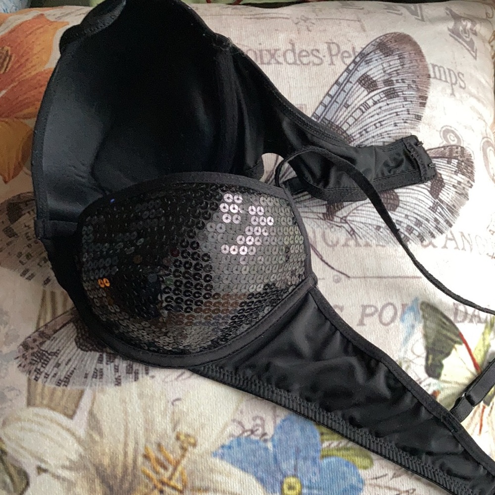 Black Sequin Push-Up Underwire Bra - image 5